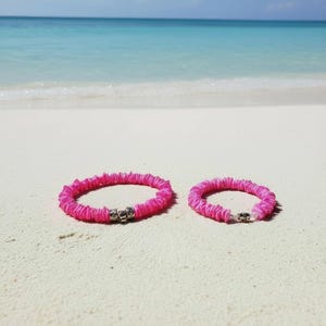 Anklet or Bracelet Pink Puka Shell Square Cut Chip Sea Shells 5239-6274