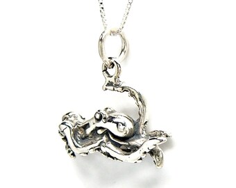 Shop LC タコネックレス レディース 925スターリングシルバー エステティックジュエリー ステンレススチールチェーン 20 並行輸入品 繊細なCZタコネックレス：925スターリングシルバーのオーシャン