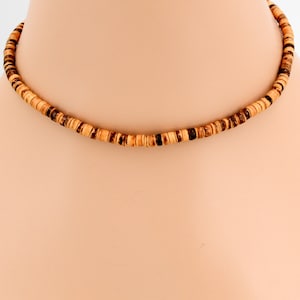 Surfer Necklace Tiger Brown 4-5mm Coconut Beads Length approx 15&quot; Beach Jewelry SUP 7029-15
