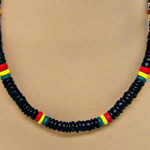 20-inch Rasta Necklace 3-Color Choices Black, Brown, Tiger 8mm Diameter Coconut Beads Island Style 7005-20
