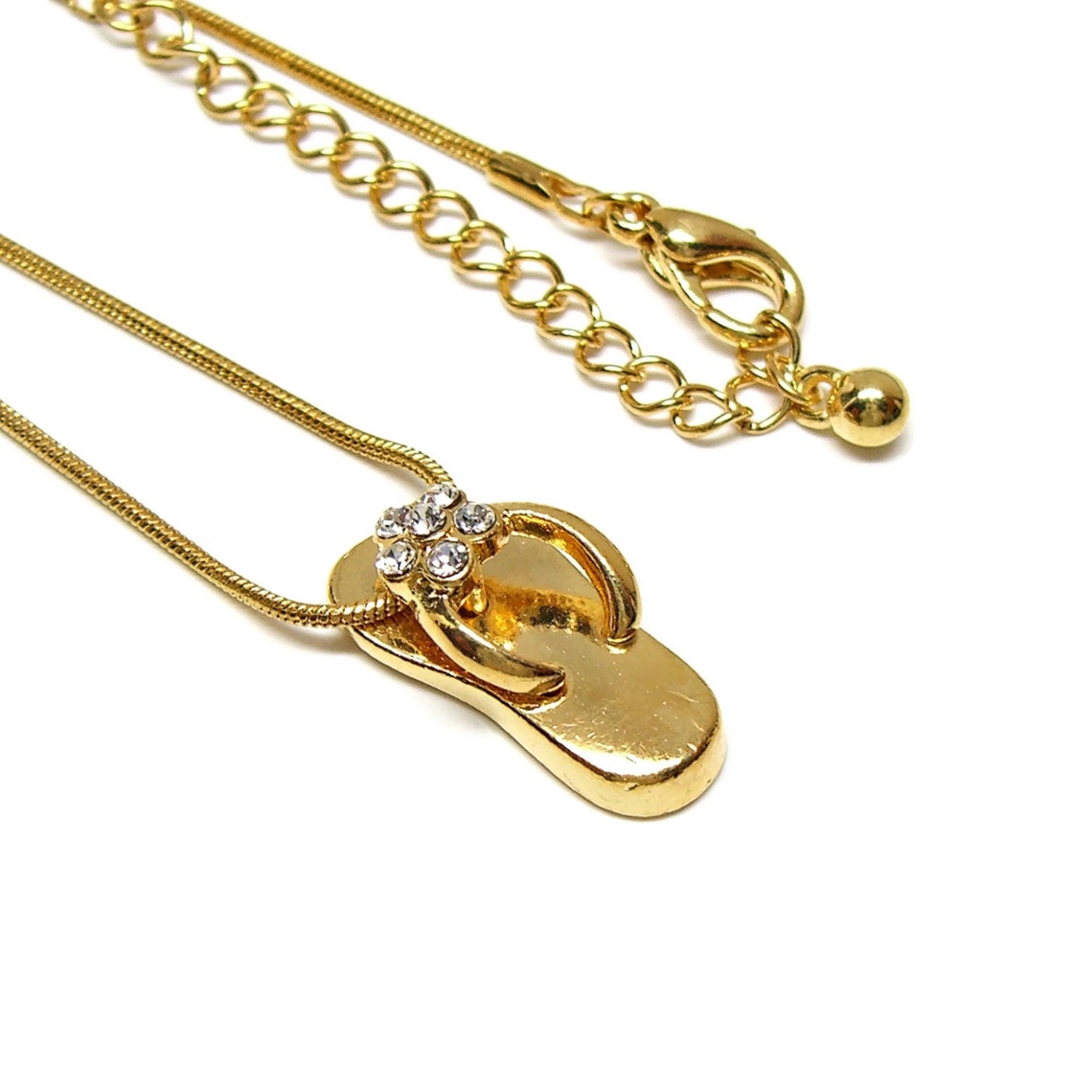 Flip Flop Necklace Asst Crystal Colors Gold Plated Pendant and Etsy