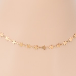 Gold Star Chain Choker Necklace 14 to 22 Inches OBX Sarah 9030