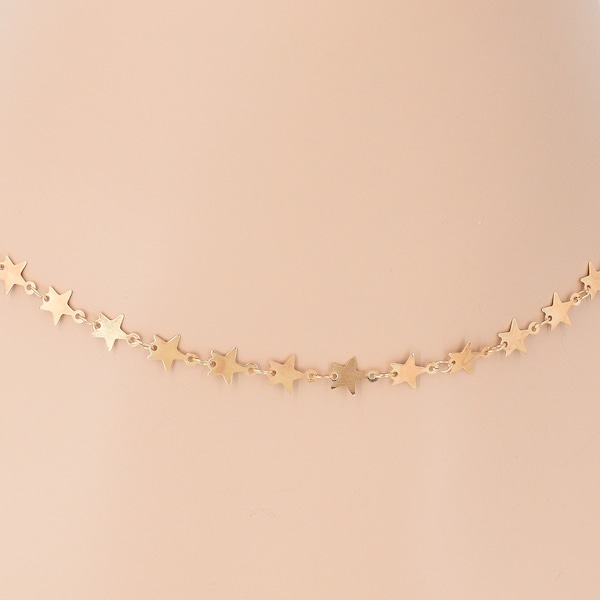 Gold Star Chain Choker Necklace 14 to 22 Inches OBX Sarah 9030