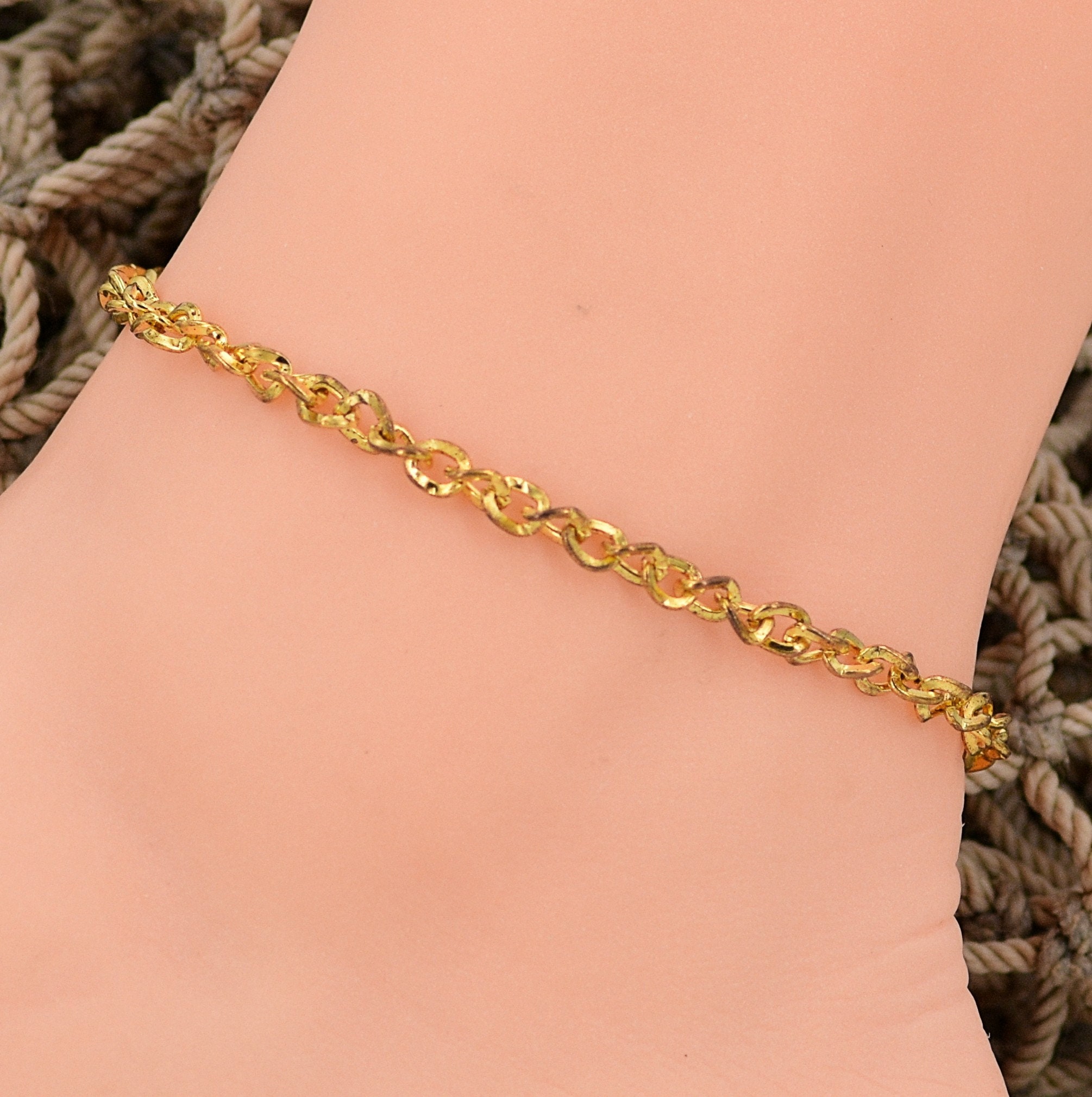 ゴールドツイストチェーン アンクレット アンクレット 金メッキツイストチェーンアンクレットまたは