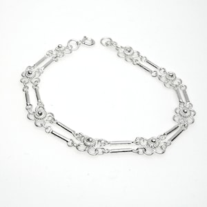 Armband bloemen, dubbele schakel van sterlingzilver, 7,5 inch, 3285