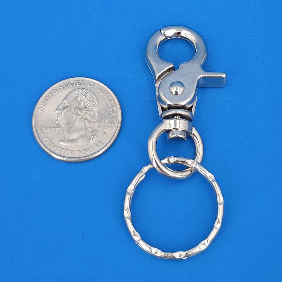 Swivel Scissor Swivel Snap Clasp With Split Ring, Silver Steel