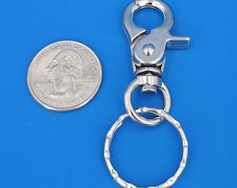 Swivel Scissor Swivel Snap Clasp With Split Ring, Silver Steel