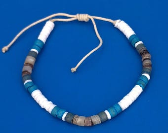 Puka Shell, Heishi Adjustable Bracelet, Hawaiian Surfer SUP 6269