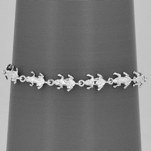 Frogs Charm Link Bracelet Sterling Silver Beach 7.5&quot; inches BR7