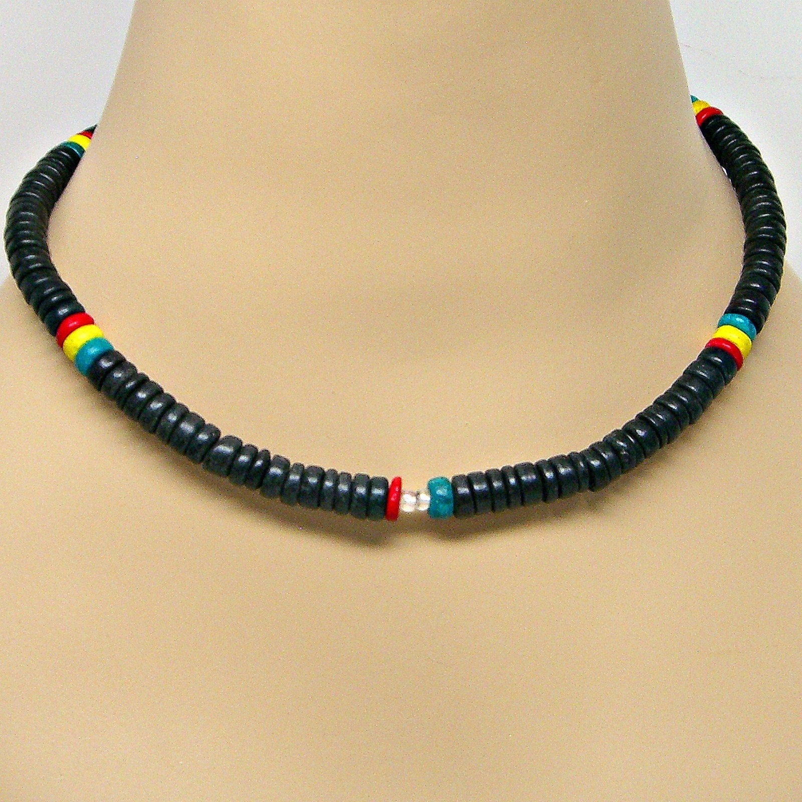 Rasta Style Necklace 8mm Black Red Yellow and Gree Coconut Etsy