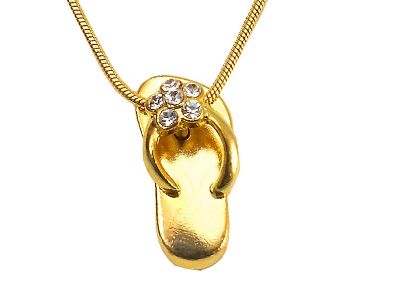 Flip Flop Necklace Asst Crystals Colors Gold Plated Pendant Etsy
