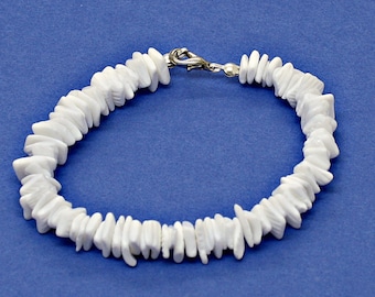 Bracelet Puka Shell 7.5 inch White Square Cut Chip 6271