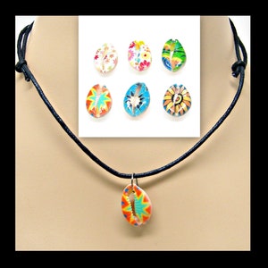 Necklace Painted Cowrie Shell on Adjustable Cord One Size Fits All Surfer Beach Sea Shell Jewelry 9001-50