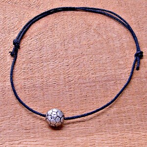 Soccer Ball Bracelet Anklet Adjustable 8mm Pewter Bead Friendship String Hippie Boho 2 Sizes 1001-02