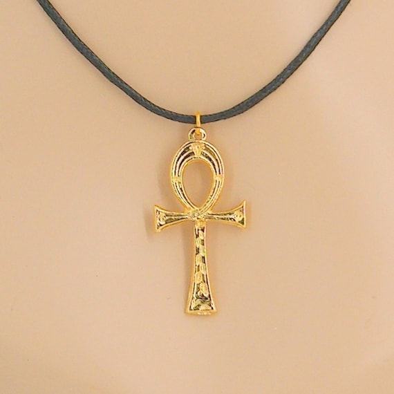 Necklace Gold Plated Ankh Pendant on 3 Color Choices of Adjustable Cord One Size Fits All Egyptian Life Jewelry Etsy Canada
