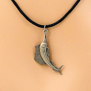 Sailfish Pewter Pendant on Adjustable Cord Necklace Youth to Adult Surfer SUP Beach Jewelry 9001-618