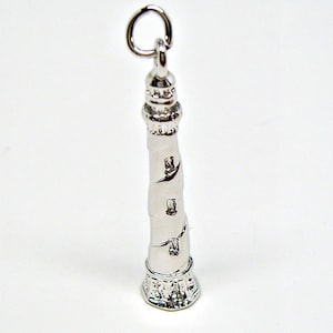 Lighthouse Cape Hatteras OBX Exact Replica Sterling Silver Lg Charm Pendant Customize no. 1970