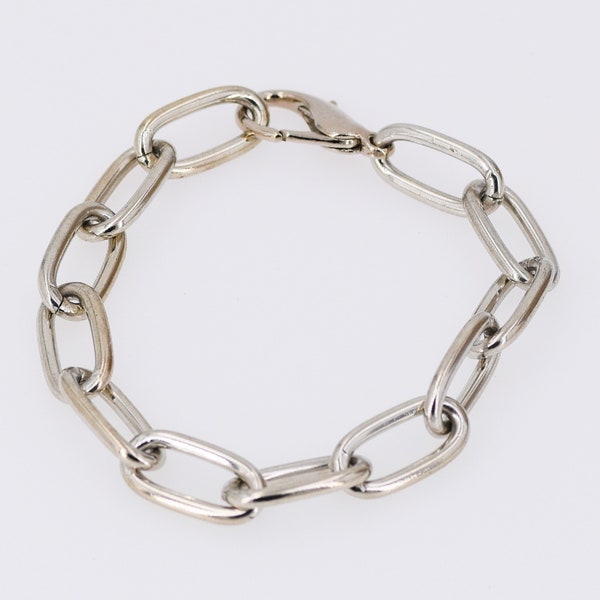 Bracelet Paper Clip Steel Oval Link Chain 7, 8, 9, 10 Inches Men Women Unisex 1018