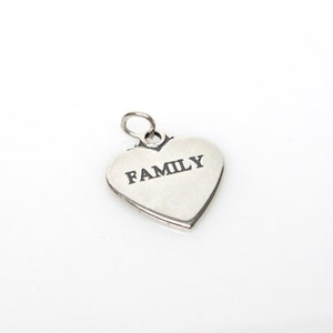 Family Heart Sterling Silver Love Pendant Charm or Necklace 2106