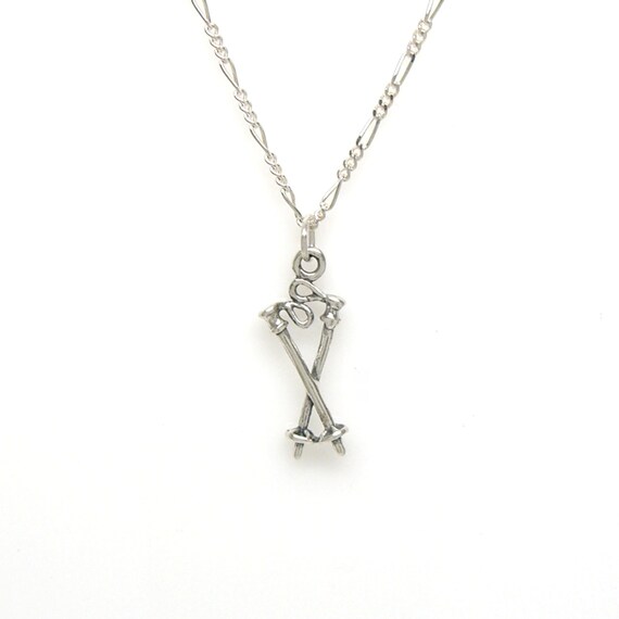 Snow Ski sand Ski Poles Charm Sterling Silver - Made in the USA Snow Ski sand Ski Poles Charm Sterling Silver - Made in the USA