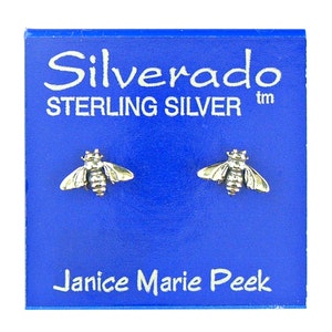 Earrings Honey Bee Sterling Silver Tiny Minimal Insect Pierced Ear Studs 3496