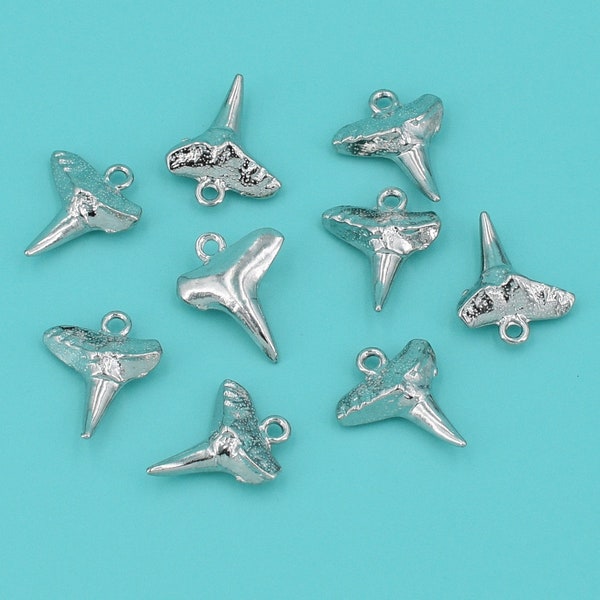 Silver Shark Tooth Pendants Charms for Jewelry, Crafts 1, 10, 20 Pcs No. 311