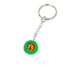 Key Chain, Fimo Clay Disc Maui Wowi Pot Leaf Marijuana, Key Ring