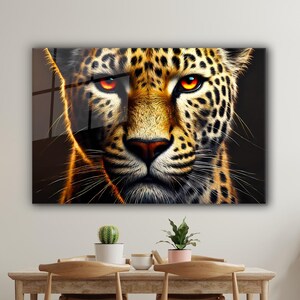 Leopard Glass Wall Art, Leopard Glass Wall Decor, Tempered Glass Wall Art, Extra Large Glass Wall Art Decor, Leopard Glass Wall Art Hanging
