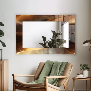 Luxury Dark Gold Wavy Theme Wall Mirror Decor for Living Room, Bedroom, Bathroom, Hallway - Mirror Decor with Various Shape Options
