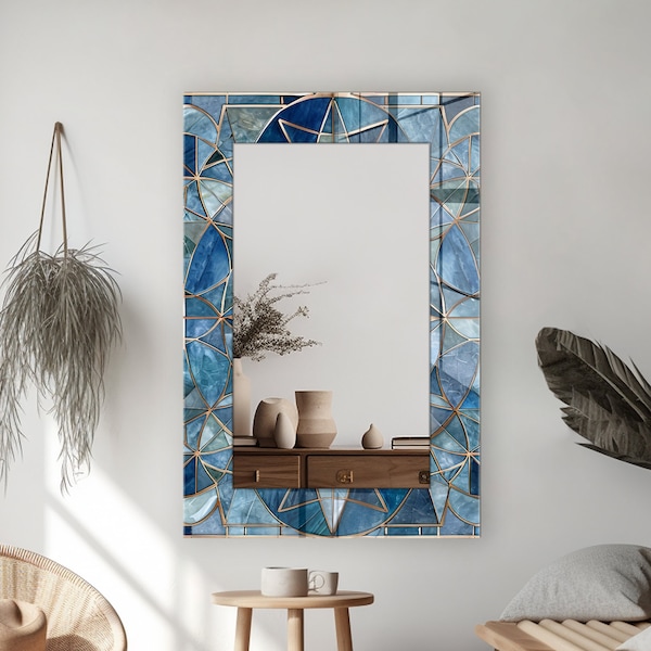 Luxury Abstract Tempered Glass Wall Decor Mirror: Modern Dressing Room Mirror Wall Decor