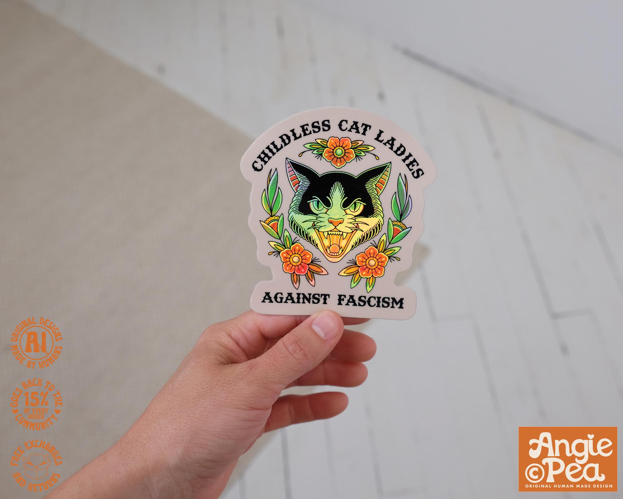 Childless Cat Ladies Sticker, Cat Sticker | Holographic Car Cat