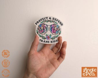 Protect Trans Kids Vinyl Sticker | Dishwasher Safe | Waterproof and Weatherproof