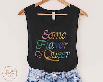 Some Flavor of Queer, kiss more girls, fruity tank, subtle pride, sapphic tank, bisexual pride, WLW, subtle, lesbian, bi, sapphic pride