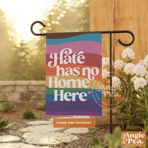 Gay Pride Garden Flag, Hate Has No Home Here Flag, LGBTQ Flag, We Rise By Lifting Others, Social Justice Yard Flag, Community Garden Flag