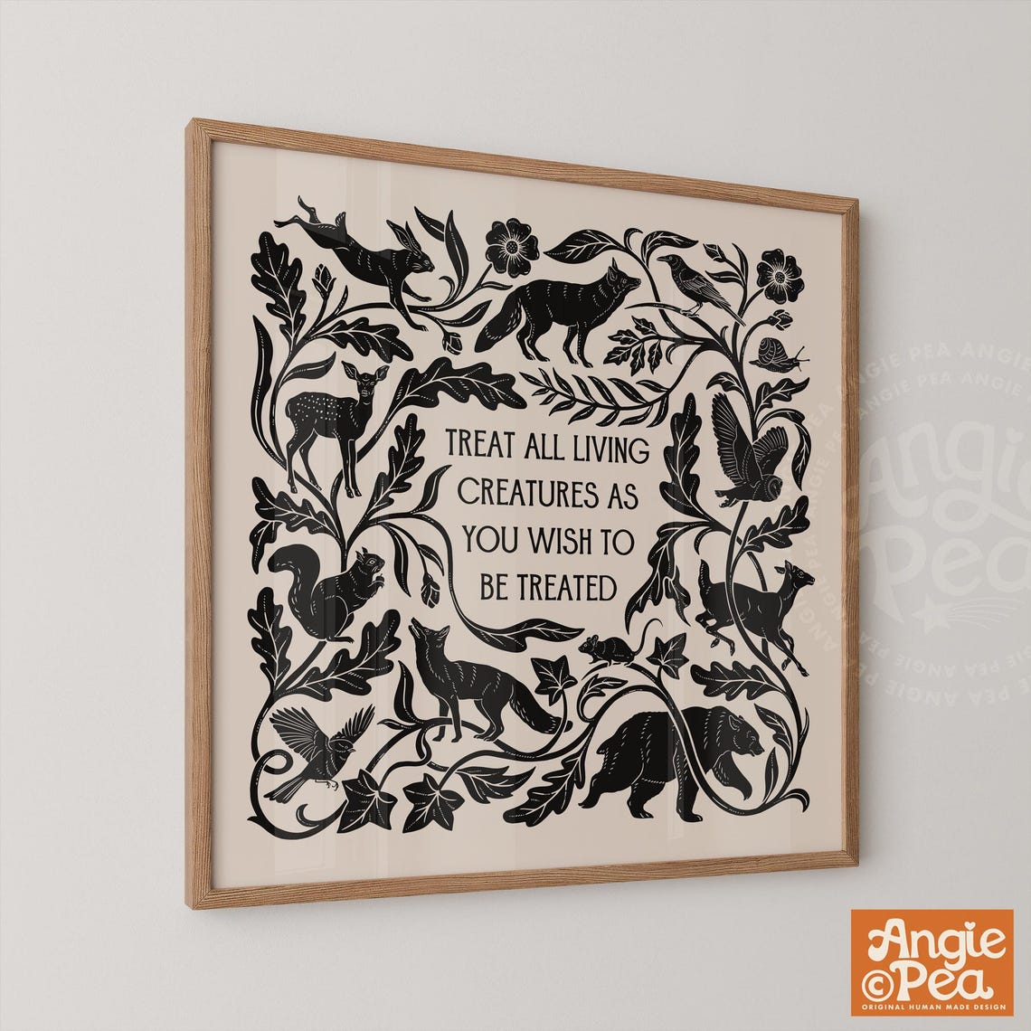 Rabbit Rights Poster Animal Wall Art, Animal Rights and Kindness Print With Rabbits Wolves ...