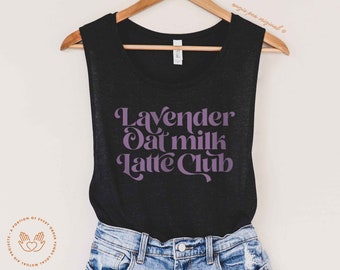 Lavender Oat Milk Latte Club, Subtle Lesbian, Tank, Lesbian Shirt, Bisexual Shirt, Subtle Pride, Subtle bi pride, Subtle bisexual pride, WLW
