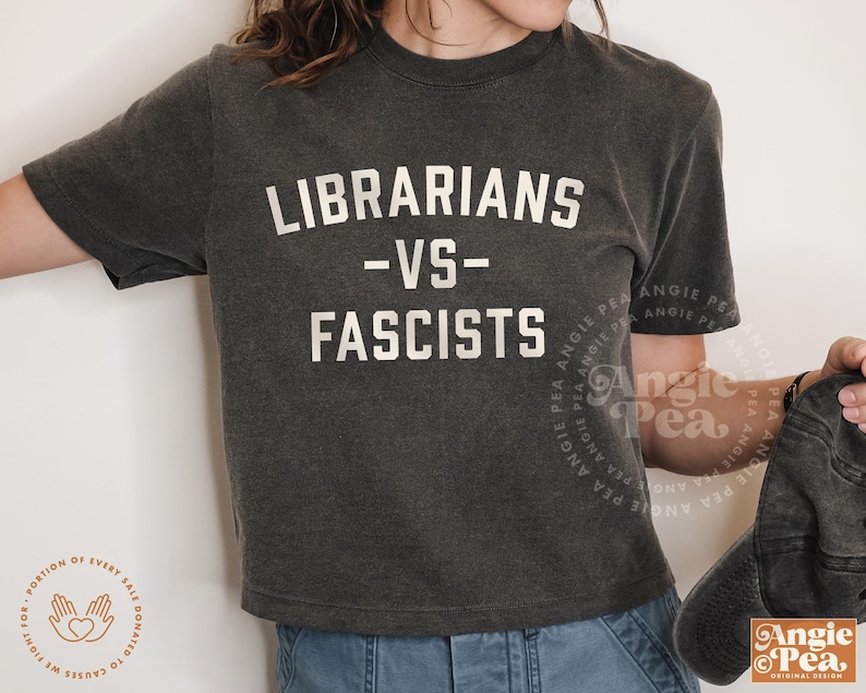 Librarian Shirt, Protect Libraries, Protect Librarians, Anti Fascist, Protect Access to all Books for all People, Free People Read Freely image 1