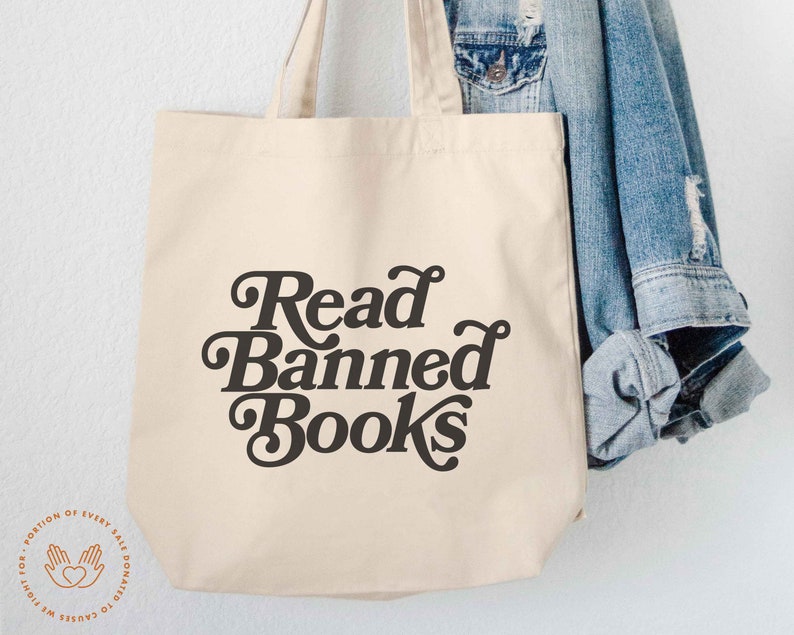 Read Banned Books Tote, Bookish Tote, Voting Tote, Bookish Gift, Reading Tote, Dismantle Systems of Oppression imagen 1