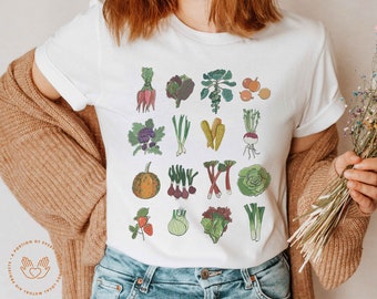 Vegetable Shirt, Veggie Cottagecore Shirt, Organic Vegan Shirt, Strawberry Shirt, Botanic Shirt, Home Farmer, Chicken, Farmers Market, Chef