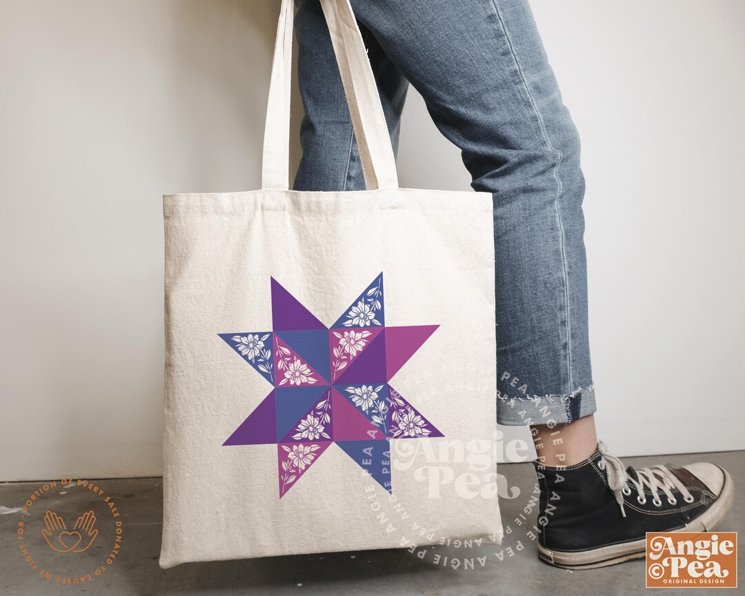 Subtle Bi Bag Bi Tote, Subtle Bi, Subtle Bisexual, Bisexual Tote, Quilting Motif Bi ...
