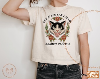 Childless Cat Ladies Against Fascism, Feminist Shirt, Boxy Tee
