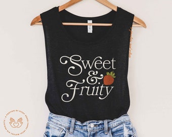 fruity tank, subtle pride, strawberry tank, sapphic tank, bisexual pride, WLW, subtle, lesbian pride, bi pride, sapphic pride