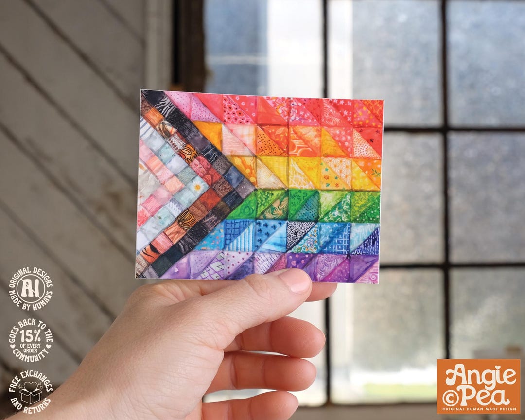 Pride Flag Sticker, Pride Watercolor Quilt | Pride Vinyl Sticker ...