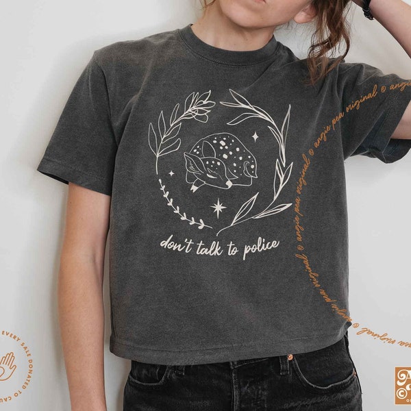 Don't Talk To The Police, All Cats Are Beautiful, Fund the Community Not The Police, Boxy Crop Top, Comfort Colors Crop Top