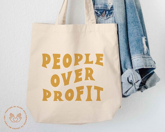 People over profit Feminist Gift large tote bag reading tote progressive tote social justice gift