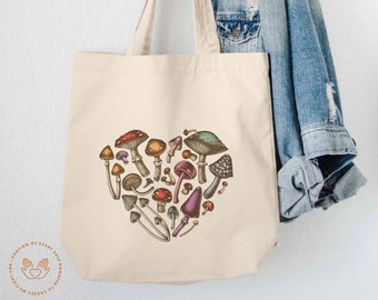 Mushroom Tote Bag, Mushroom Bag, Cottagecore Tote, Goblincore Tote, Fungi Gift, Fungi Tote, Large Tote Bag