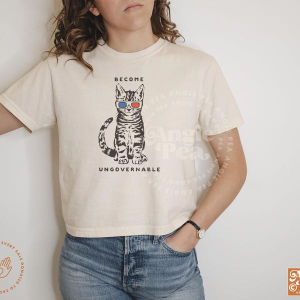 become ungovernable, healthcare is a human right, healthcare for profit is a crime against humanity, Cat with 3D glasses, deny...