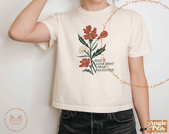 Free Palestine, Ceasefire Now, All People's Liberation is Connected to Palestine, Crop Top, Comfort Colors Crop Top