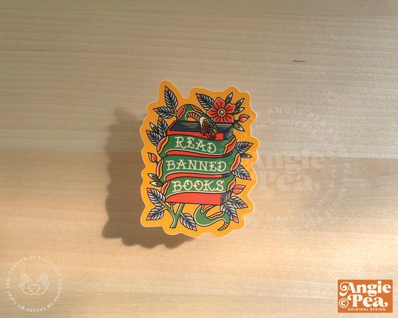 Read Banned Books Library Vinyl Sticker | Dishwasher Safe | Waterproof and Weatherproof