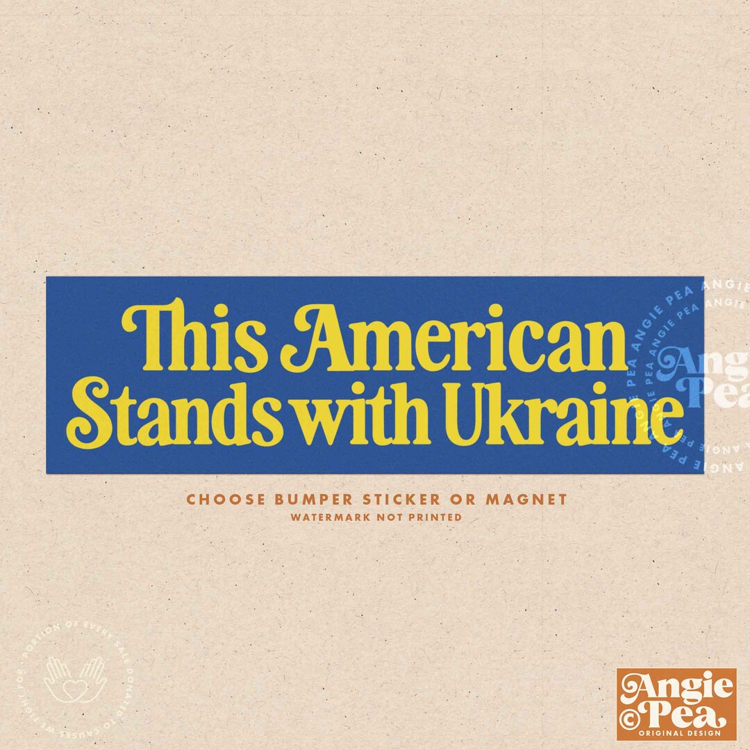 Stand With Ukraine Bumper Sticker or Magnet, Support Ukraine Sticker or ...